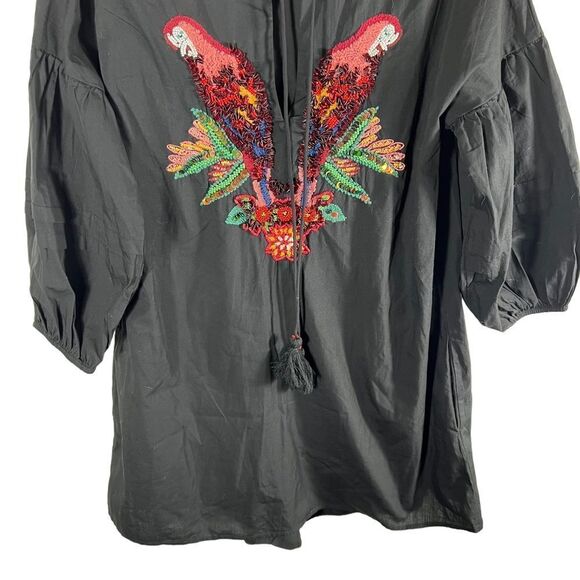 Zara Embroidered Parrot Puff Sleeve Romper Dress - Picture 6 of 11